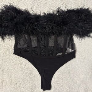 Club L black feather corset top